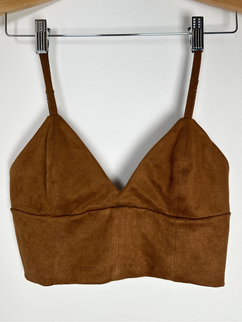 Talula Faux Suede Crop Cami Top Brown | Size 6